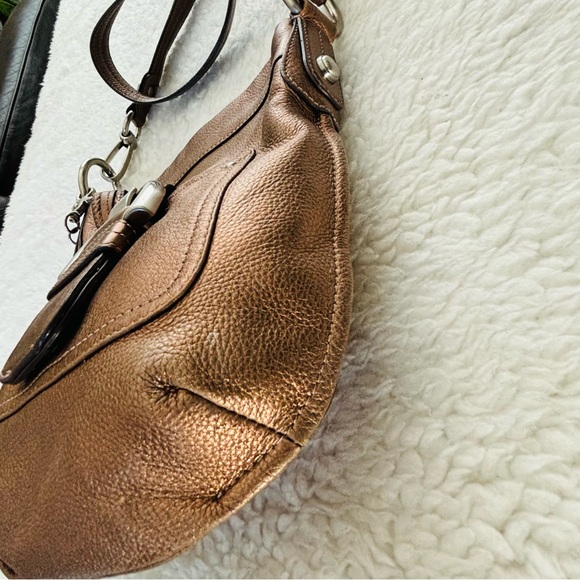 B. Makowsky Metallic Brown Genuine Leather Small Shoulder/Crossbody Bag 10”x9” - Picture 10 of 16